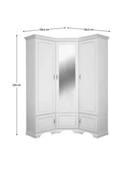 Dulap de colț KENTAK SZFN5D, dormitor/hol, 136.5x136.5x225 cm, PAL melaminat | MobilaOK