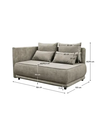 Canapea extensibilă, bej gri Taupe, pe stânga, LIAMI | MobilaOK