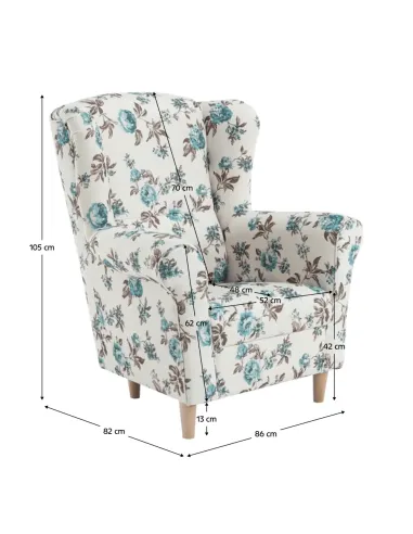 Fotoliu CHARLOT living, dormitor, birou 86x105x82 cm material textil Rose 14, lemn masiv fag | MobilaOK