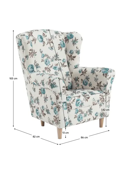 Fotoliu CHARLOT living, dormitor, birou 86x105x82 cm material textil Rose 14, lemn masiv fag | MobilaOK