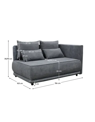 Canapea extensibilă KONDELA, living, 156x103x81/93 cm, Țesătură Gerra 70 | MobilaOK