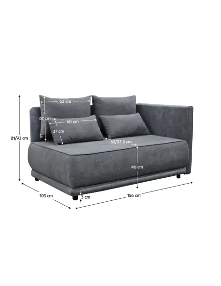 Canapea extensibilă KONDELA, living, 156x103x81/93 cm, Țesătură Gerra 70 | MobilaOK
