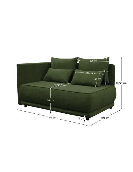 Canapea extensibilă LIAMI living 156x103x81/93 cm tesatura verde, spumă T30 | MobilaOK