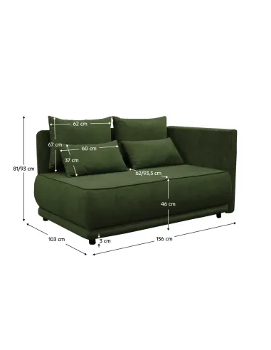 Canapea extensibilă LIAMI, living, 156x103x81/93 cm, țesătură Gerra 50, PAL | MobilaOK
