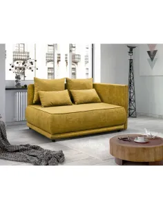 Canapea extensibilă LIAMI, muștar, living, 156x103x81/93 cm, textil, plastic | MobilaOK 2
