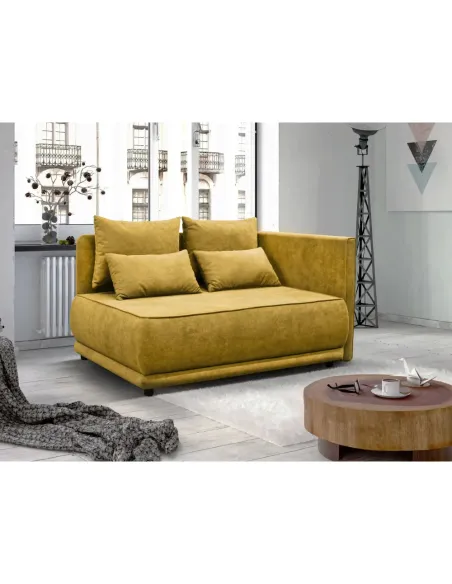 Canapea extensibilă LIAMI, muștar, living, 156x103x81/93 cm, textil, plastic | MobilaOK