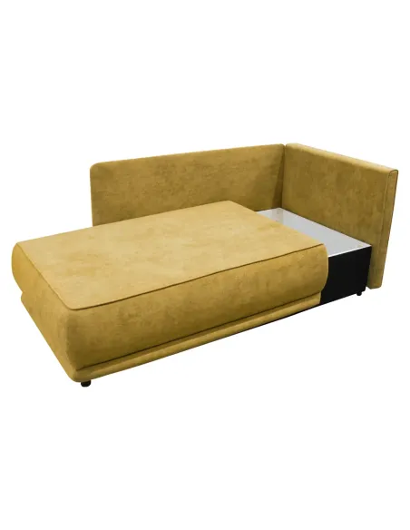 Canapea extensibilă LIAMI, muștar, living, 156x103x81/93 cm, textil, plastic | MobilaOK