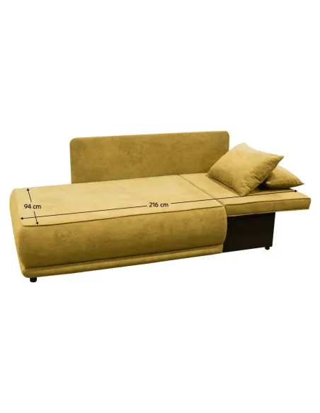 Canapea extensibilă LIAMI, muștar, living, 156x103x81/93 cm, textil, plastic | MobilaOK
