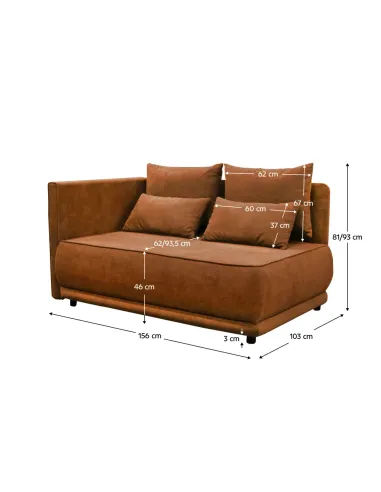Canapea extensibilă LIAMI, living, 156x103x81/93 cm, țesătură Gerra 25 | MobilaOK
