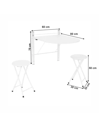 Set Sufragerie AMADEO NEW, living, Masă 60x80x75 cm + 2 Scaune, MDF/metal | MobilaOK