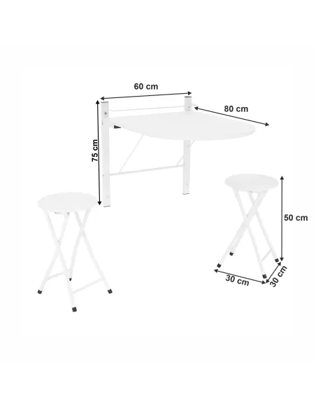 Set Sufragerie AMADEO NEW, living, Masă 60x80x75 cm + 2 Scaune, MDF/metal | MobilaOK