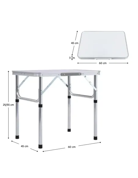 Masă de camping KEPI TYP 2, exterior, 60x45x55 cm, aluminiu/MDF | MobilaOK