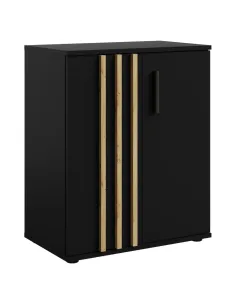Comodă TOLIS, dormitor, 60x35x73 cm, PAL/MDF, negră/stejar artisan | MobilaOK