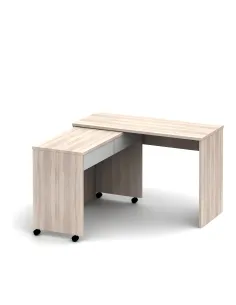 Masă PC VERSAL NEW, birou extensibil, 120x75x50 cm, PAL melaminat stejar sonoma/alb | MobilaOK 2