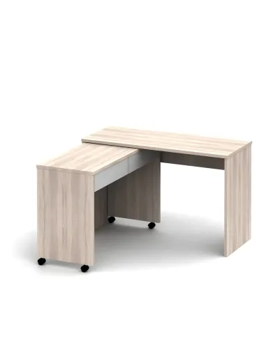 Masă PC VERSAL NEW, birou extensibil, 120x75x50 cm, PAL melaminat stejar sonoma/alb | MobilaOK