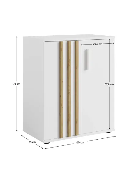 Comodă TOLIS, dormitor, 60x35x73 cm, PAL/MDF alb/stejar artisan | MobilaOK