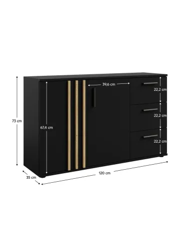 Comodă TOLIS TYP 3 pentru dormitor, 120x35x73 cm, din PAL și MDF | MobilaOK
