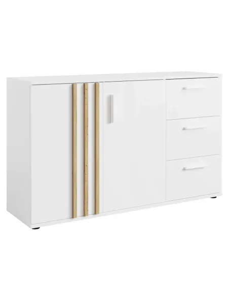 Comodă TOLIS TYP 3, dormitor/hol, 120x35x73 cm, PAL/MDF alb/stejar artisan | MobilaOK