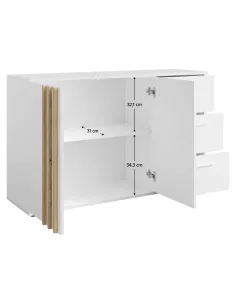 Comodă TOLIS TYP 3, dormitor/hol, 120x35x73 cm, PAL/MDF alb/stejar artisan | MobilaOK 2