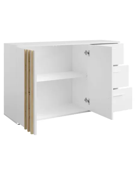 Comodă TOLIS TYP 3, dormitor/hol, 120x35x73 cm, PAL/MDF alb/stejar artisan | MobilaOK