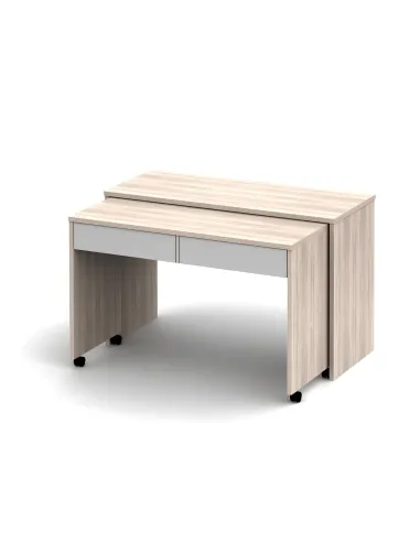Masă PC VERSAL NEW, birou extensibil, 120x75x50 cm, PAL melaminat stejar sonoma/alb | MobilaOK