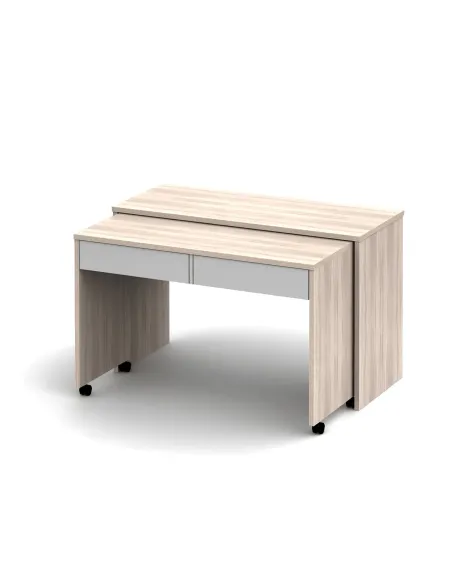 Masă PC VERSAL NEW, birou extensibil, 120x75x50 cm, PAL melaminat stejar sonoma/alb | MobilaOK