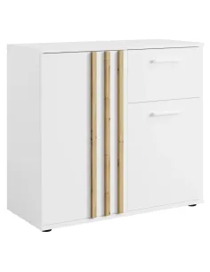 Comodă TOLIS TYP 4 pentru dormitor/hol, 80x35x73 cm, PAL/MDF, alb/stejar artisan | MobilaOK