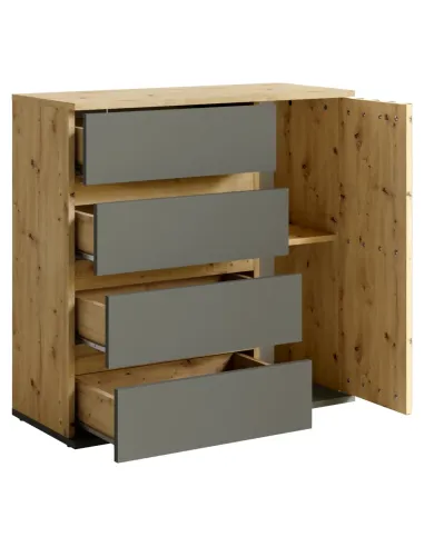 Comodă DERIS, dormitor/hol/living, 80x34x79.7 cm, PAL/MDF laminat | MobilaOK