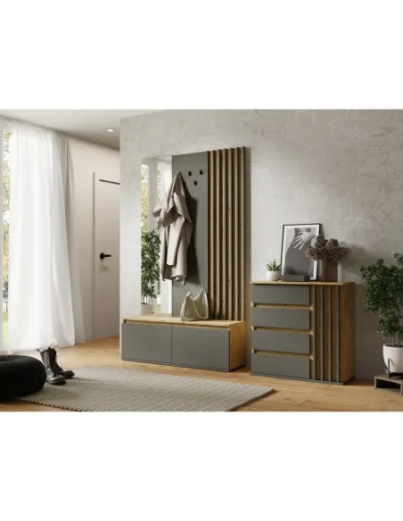 Comodă DERIS, dormitor/hol/living, 80x34x79.7 cm, PAL/MDF laminat | MobilaOK