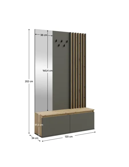 Set hol, DERIS, hol, 120x34x202 cm, PAL/MDF laminat | MobilaOK