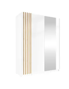 Dulap BAJADERO TYP 1, dormitor/hol, 150x63.5x198.5 cm, PAL/MDF/oglindă, alb/stejar artisan | MobilaOK 2