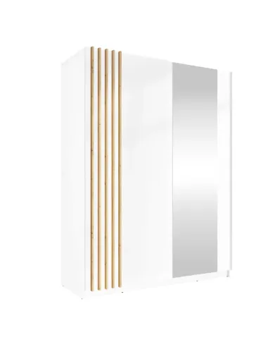 Dulap BAJADERO TYP 1, dormitor/hol, 150x63.5x198.5 cm, PAL/MDF/oglindă, alb/stejar artisan | MobilaOK