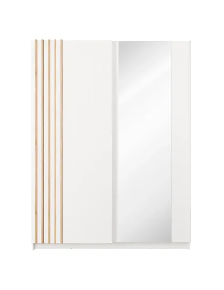 Dulap BAJADERO TYP 1, dormitor/hol, 150x63.5x198.5 cm, PAL/MDF/oglindă, alb/stejar artisan | MobilaOK