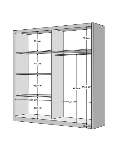 Dulap BAJADERO TYP 1, dormitor/hol, 150x63.5x198.5 cm, PAL/MDF/oglindă, alb/stejar artisan | MobilaOK