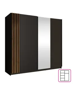 Dulap BAJADERO, living/dormitor, 200x63.5x198.5 cm, PAL melaminat/MDF | MobilaOK