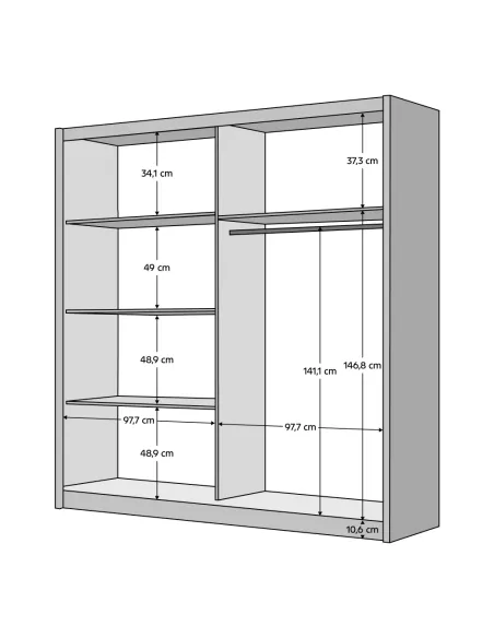 Dulap BAJADERO, living/dormitor, 200x63.5x198.5 cm, PAL melaminat/MDF | MobilaOK
