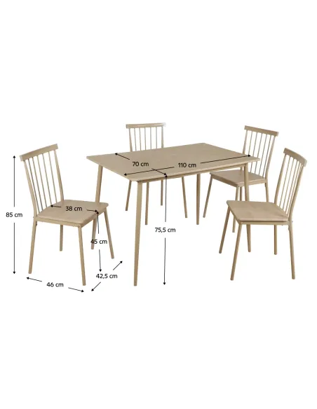 Set Sufragerie SENDO, living, 110x70x75.5 cm, fag natural si MDF | MobilaOK