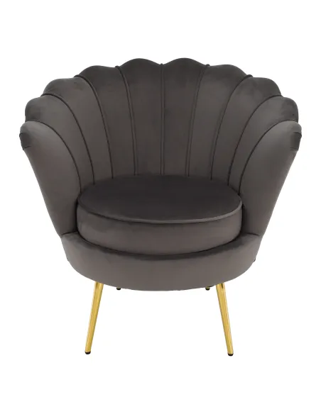 Fotoliu NOBLEO living, 76x68x77 cm, Velvet gri-maro/gold crom | MobilaOK