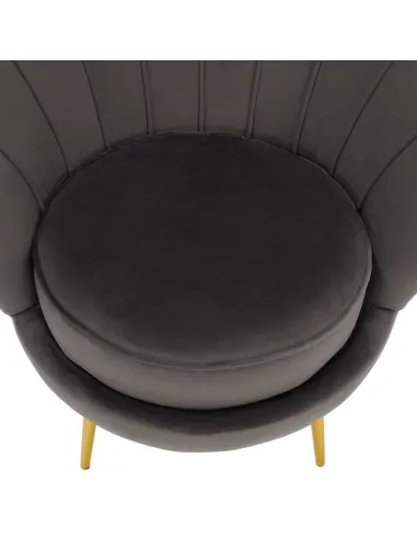 Fotoliu NOBLEO living, 76x68x77 cm, Velvet gri-maro/gold crom | MobilaOK