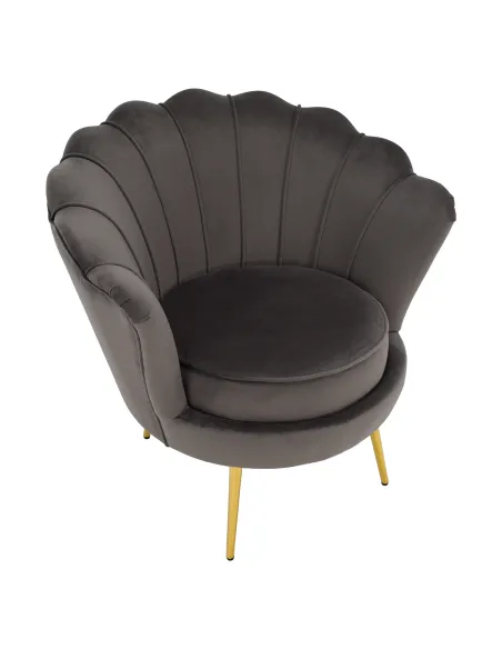 Fotoliu NOBLEO living, 76x68x77 cm, Velvet gri-maro/gold crom | MobilaOK