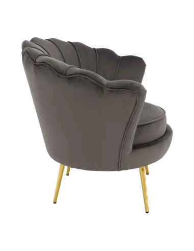 Fotoliu NOBLEO living, 76x68x77 cm, Velvet gri-maro/gold crom | MobilaOK
