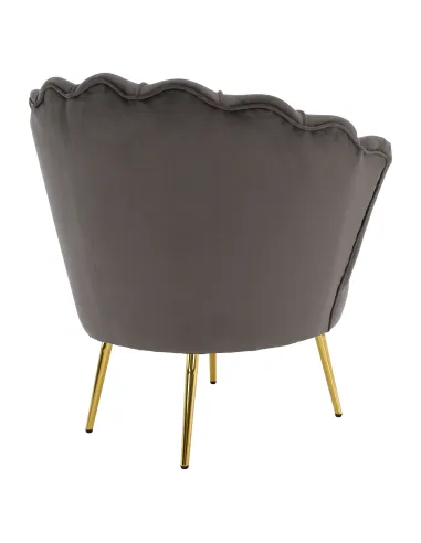 Fotoliu NOBLEO living, 76x68x77 cm, Velvet gri-maro/gold crom | MobilaOK
