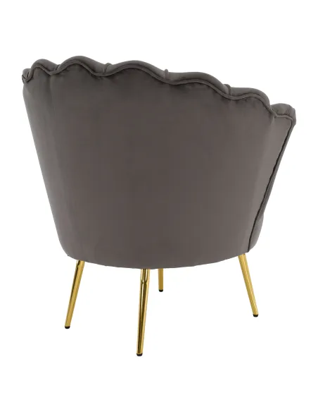 Fotoliu NOBLEO living, 76x68x77 cm, Velvet gri-maro/gold crom | MobilaOK