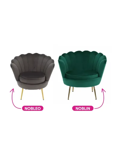 Fotoliu NOBLEO living, 76x68x77 cm, Velvet gri-maro/gold crom | MobilaOK