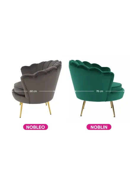Fotoliu NOBLEO living, 76x68x77 cm, Velvet gri-maro/gold crom | MobilaOK