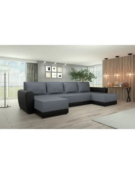 Canapea extensibilă DAKAR NEW U, living, 350x138x73 cm, Piele ecologică și Textil | MobilaOK