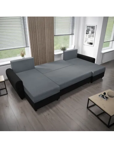 Canapea extensibilă DAKAR NEW U, living, 350x138x73 cm, Piele ecologică și Textil | MobilaOK