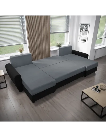 Canapea extensibilă DAKAR NEW U, living, 350x138x73 cm, Piele ecologică și Textil | MobilaOK