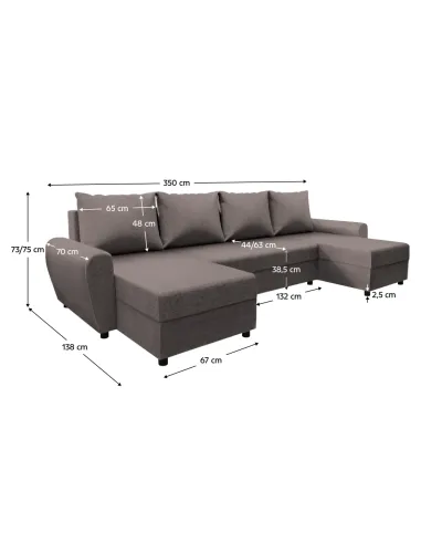 Canapea extensibilă DAKAR NEW U, living, 350x138x73 cm, spumă poliuretanică, țesătură Twist | MobilaOK