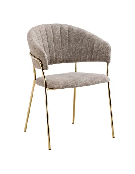 Fotoliu DASMIN, living, 58x53x81.5 cm, textil/metal crom auriu | MobilaOK